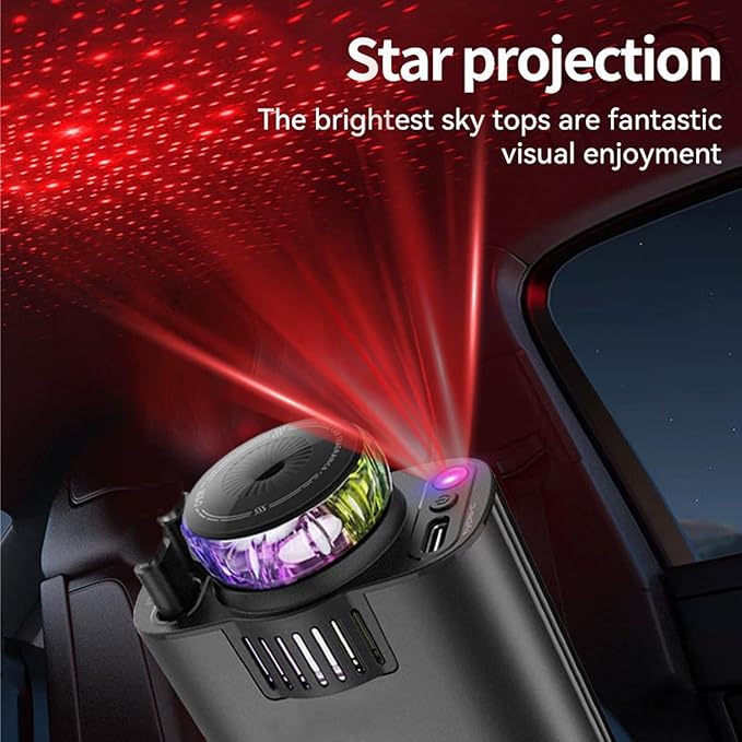 Chargeur de Voiture Rétractable 5 en 1 avec Diffuseur de parfum & Projecteur Ciel Étoilé
