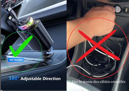 Chargeur de Voiture Rétractable 5 en 1 avec Diffuseur de parfum & Projecteur Ciel Étoilé